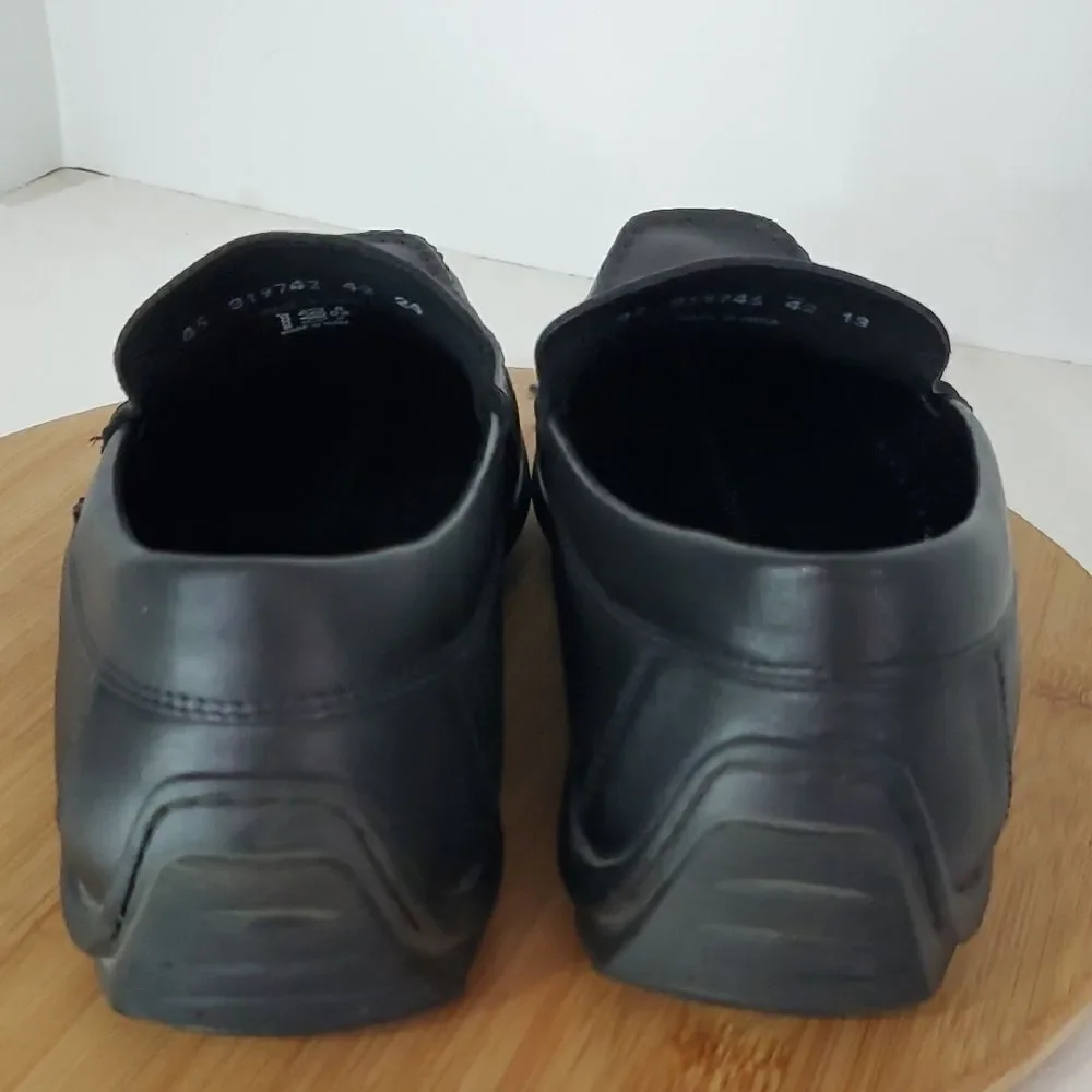 Ecco Men's Classic Black Leather Slip-Ons EU 42 Extra Width